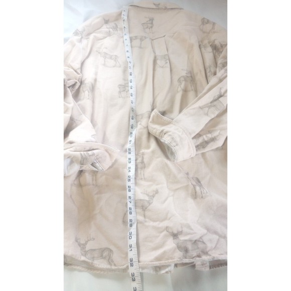 Woolrich Men's Sz 2XL Button Down Shirt Birch Deer Sketch Flannel Outdoors Cream - Picture 13 of 15